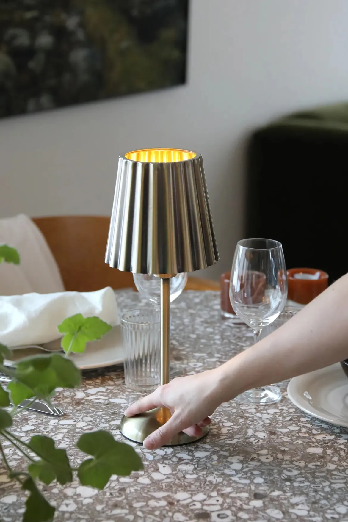 Celia Uppladdningsbar Bordslampa Mässing
