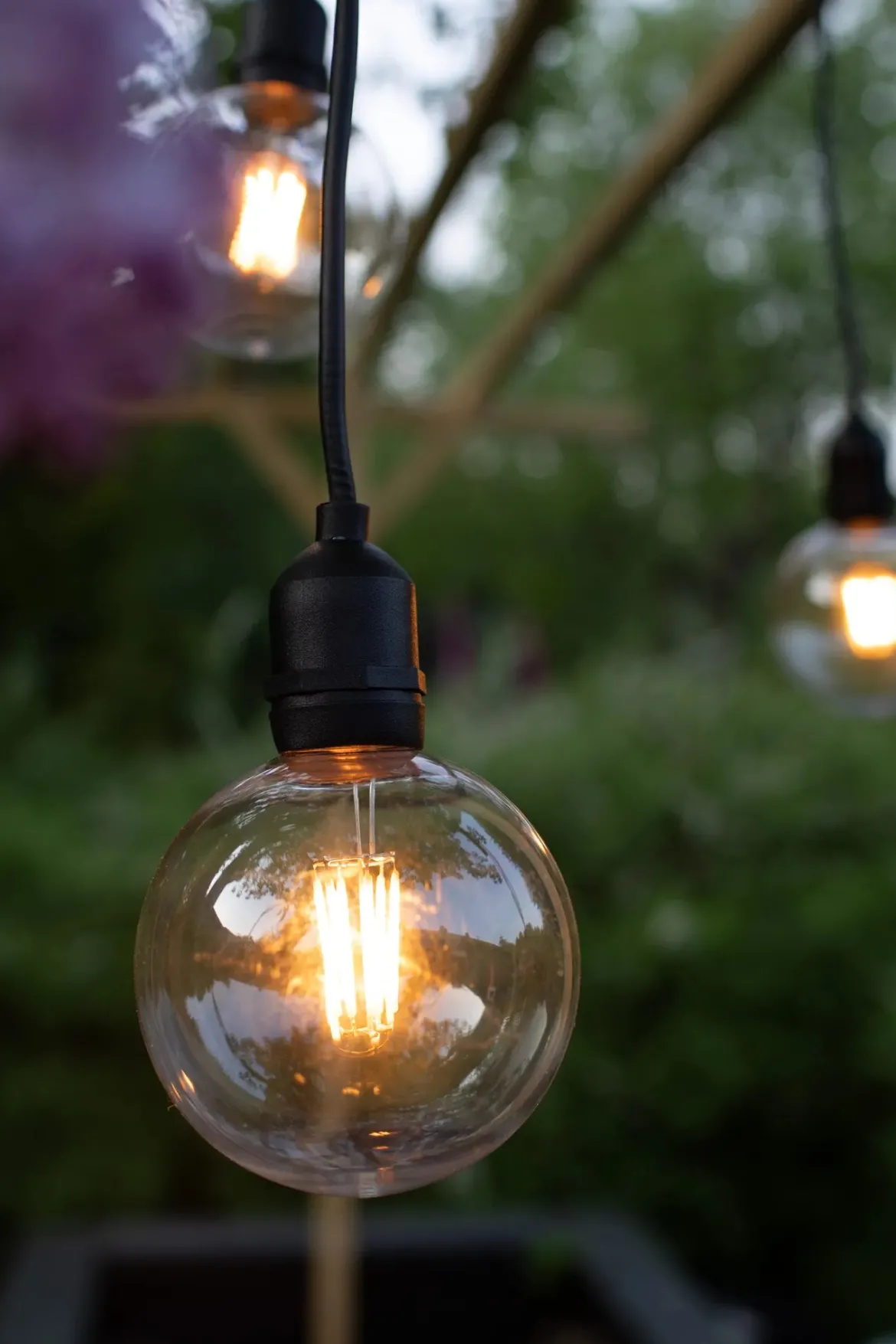 Garden 24 Taklampa Globe Svart/Klar